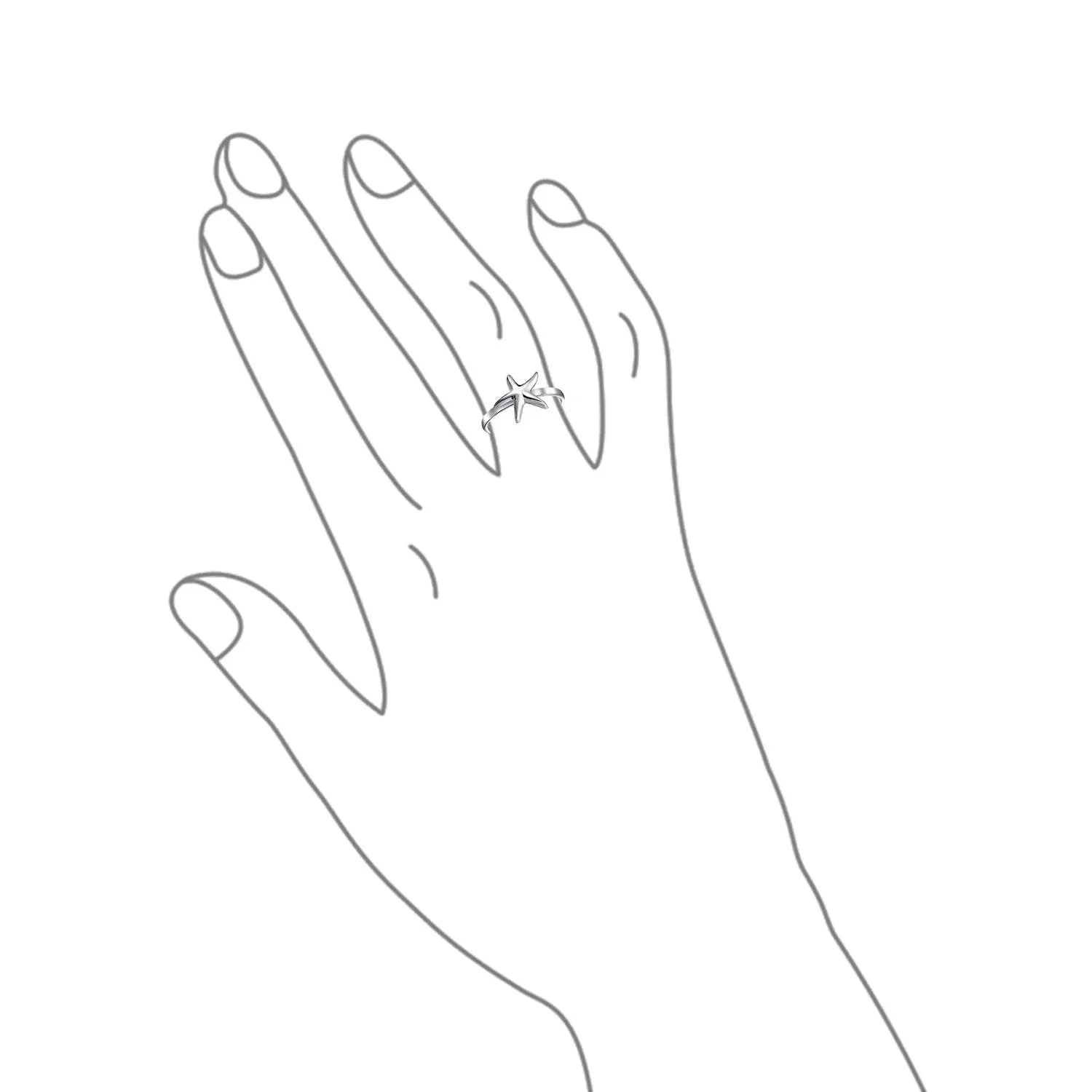 Dainty Cocktail Statement Ring: Pave CZ Starfish Sterling Silver Beach Jewelry