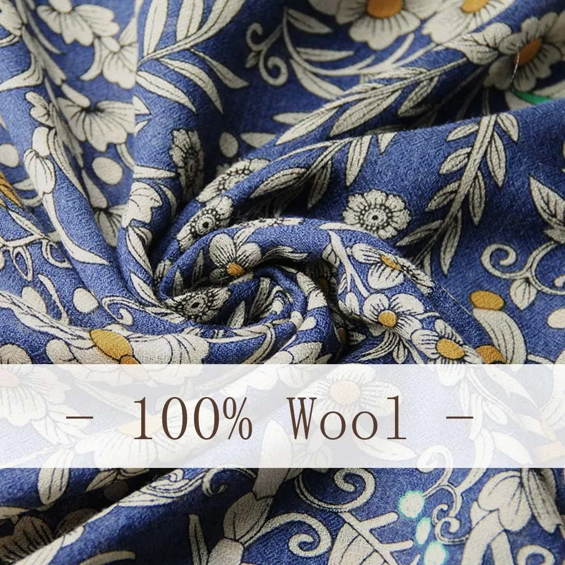 DANA XU 100% Merino Wool Extra Large Pashmina Blanket Travel Scarf Cashmere Wrap for Women Fall Winter Oversize Shawl Floral