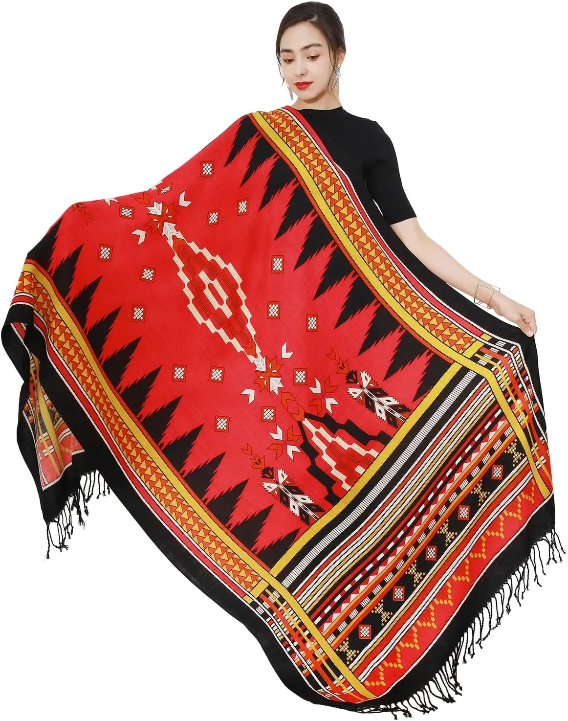 DANA XU Luxury 100% Pure Wool Oversized Extra Large Warm Floral Cashmere Pashmina Scarf Shawl And Wrap For Women Blanket Cape