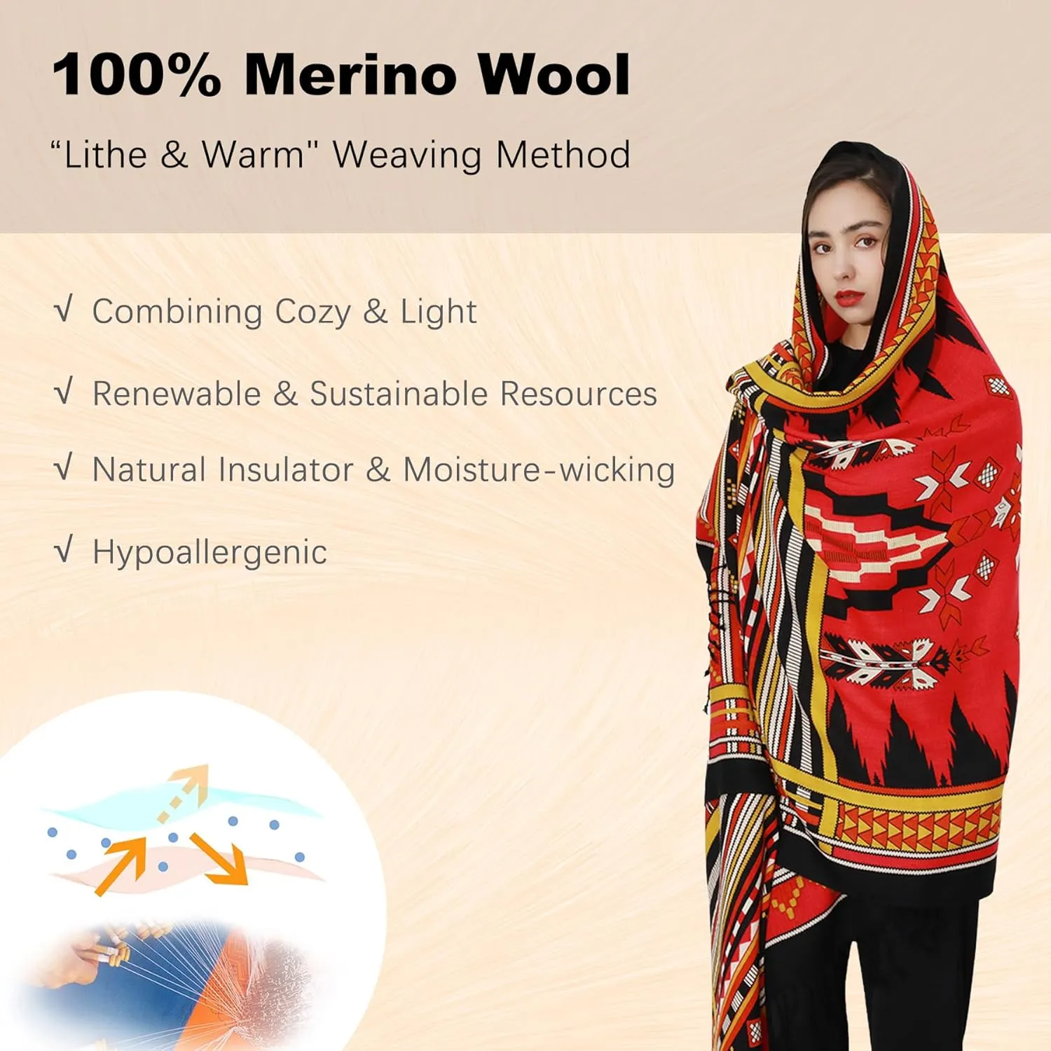 DANA XU Luxury 100% Pure Wool Oversized Extra Large Warm Floral Cashmere Pashmina Scarf Shawl And Wrap For Women Blanket Cape