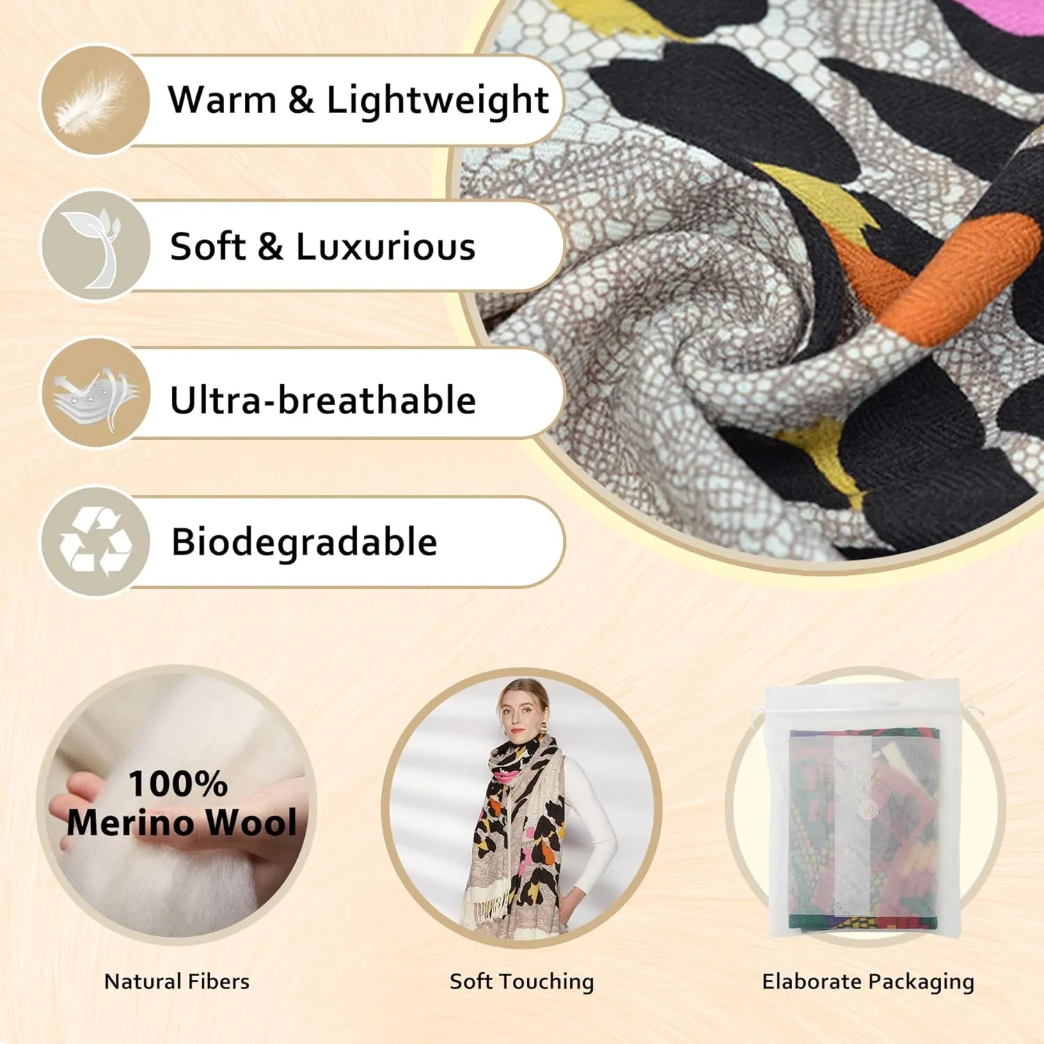 DANA XU Luxury 100% Pure Wool Oversized Extra Large Warm Floral Cashmere Pashmina Scarf Shawl And Wrap For Women Blanket Cape