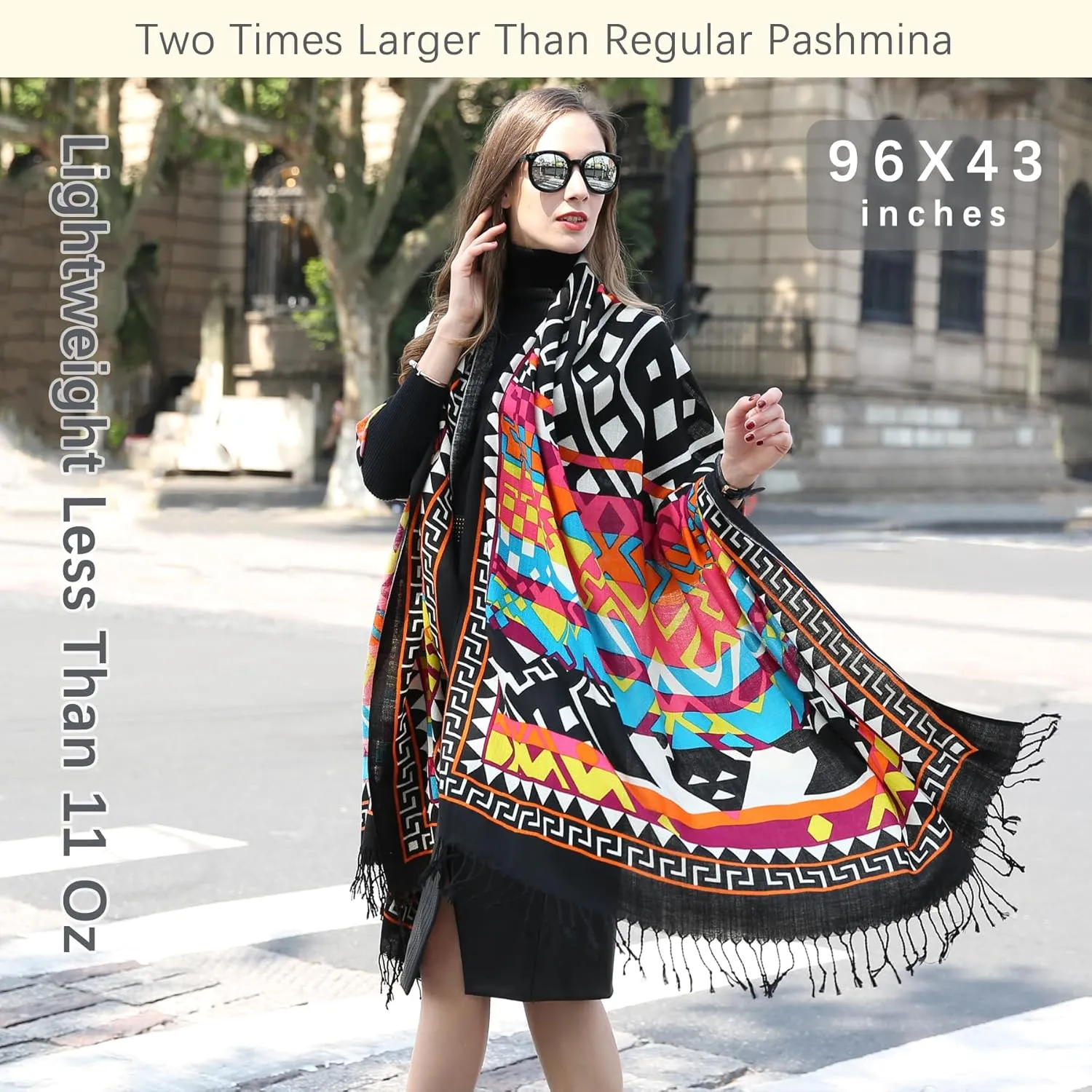 DANA XU Luxury 100% Pure Wool Oversized Extra Large Warm Floral Cashmere Pashmina Scarf Shawl And Wrap For Women Blanket Cape
