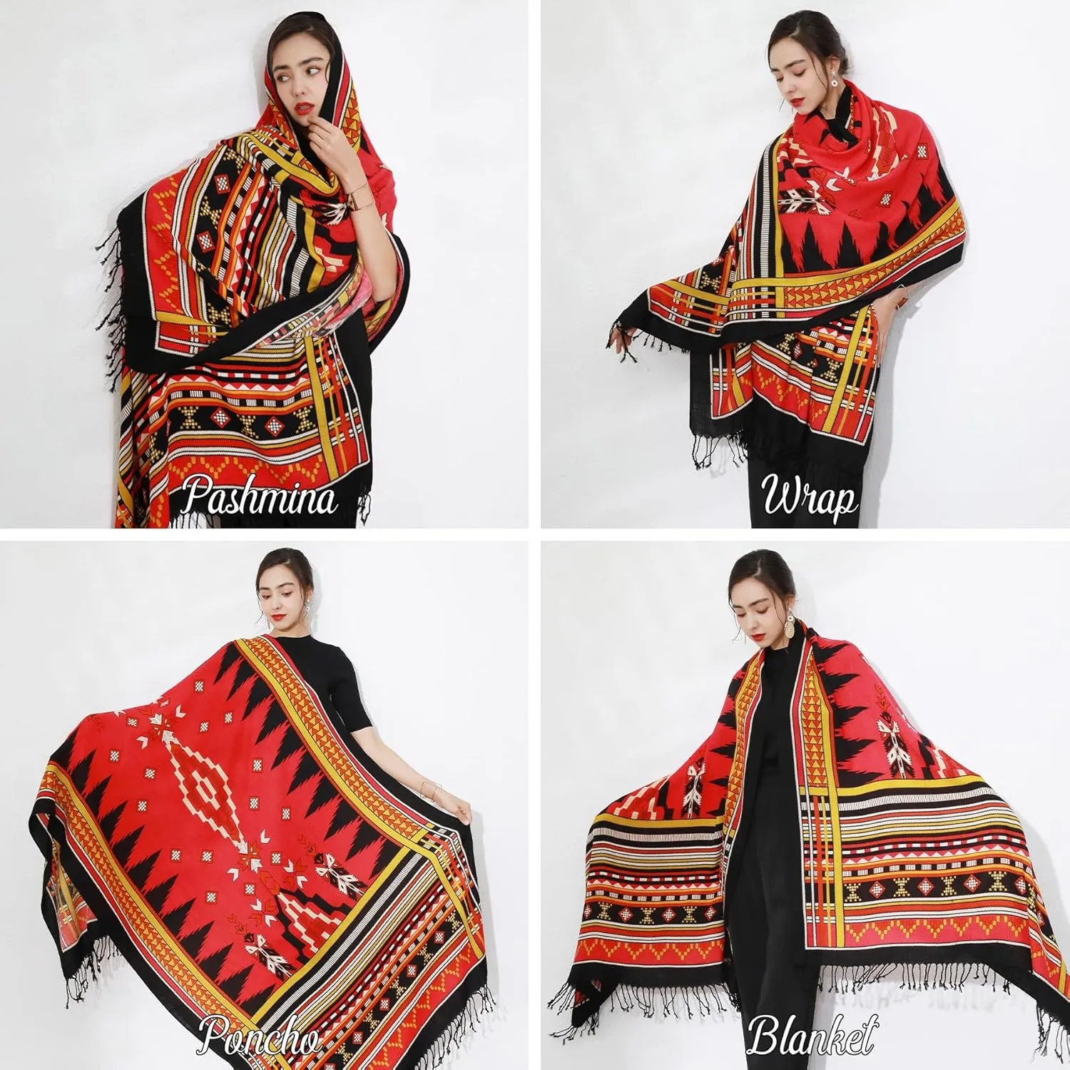 DANA XU Luxury 100% Pure Wool Oversized Extra Large Warm Floral Cashmere Pashmina Scarf Shawl And Wrap For Women Blanket Cape