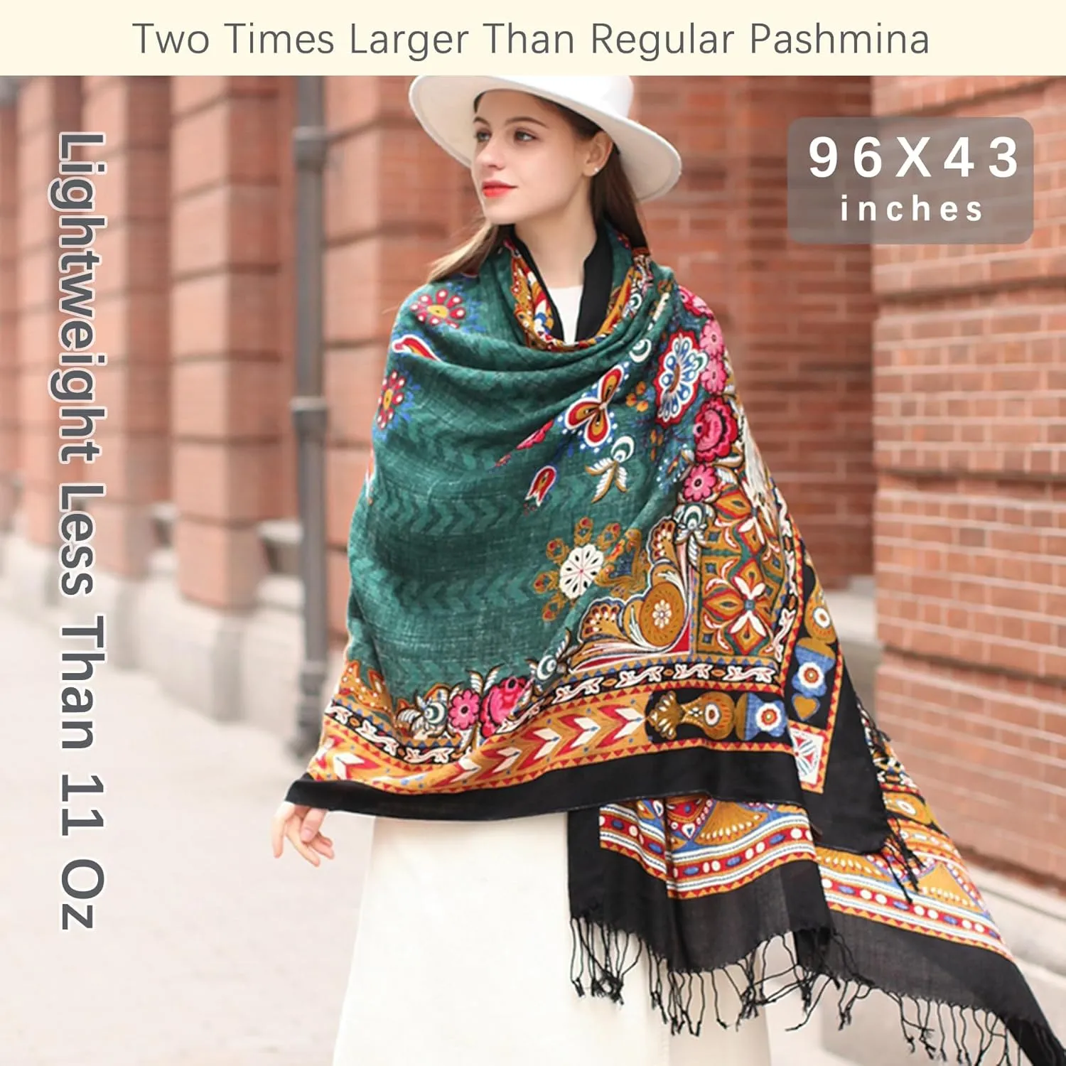 DANA XU Luxury 100% Pure Wool Oversized Extra Large Warm Floral Cashmere Pashmina Scarf Shawl And Wrap For Women Blanket Cape