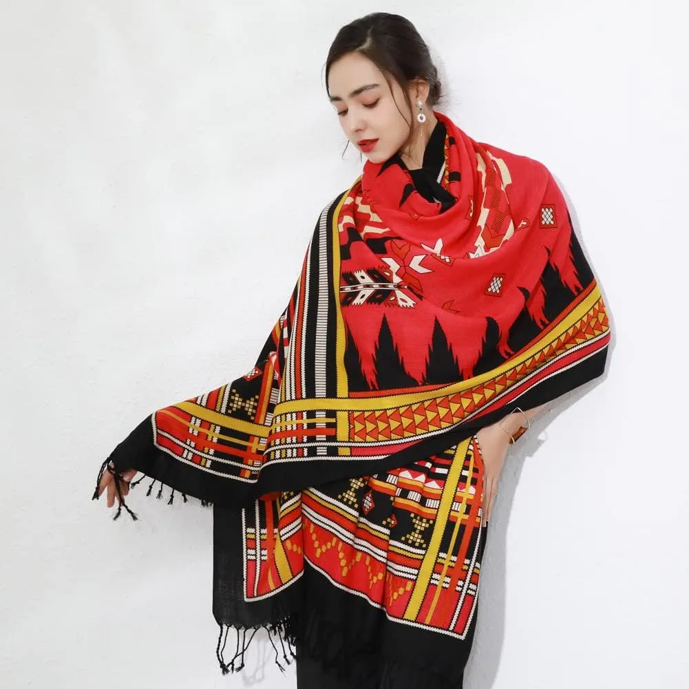 DANA XU Luxury 100% Pure Wool Oversized Extra Large Warm Floral Cashmere Pashmina Scarf Shawl And Wrap For Women Blanket Cape