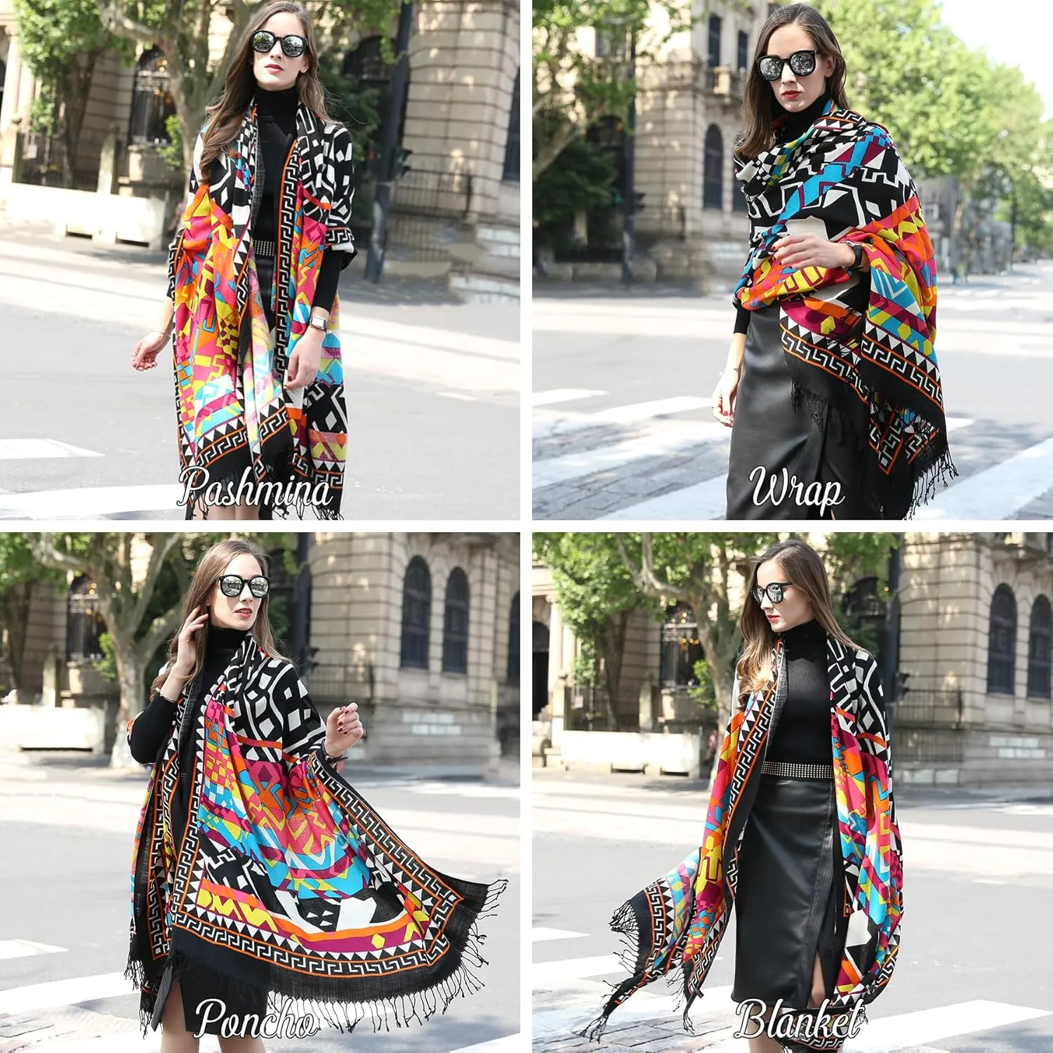 DANA XU Luxury 100% Pure Wool Oversized Extra Large Warm Floral Cashmere Pashmina Scarf Shawl And Wrap For Women Blanket Cape
