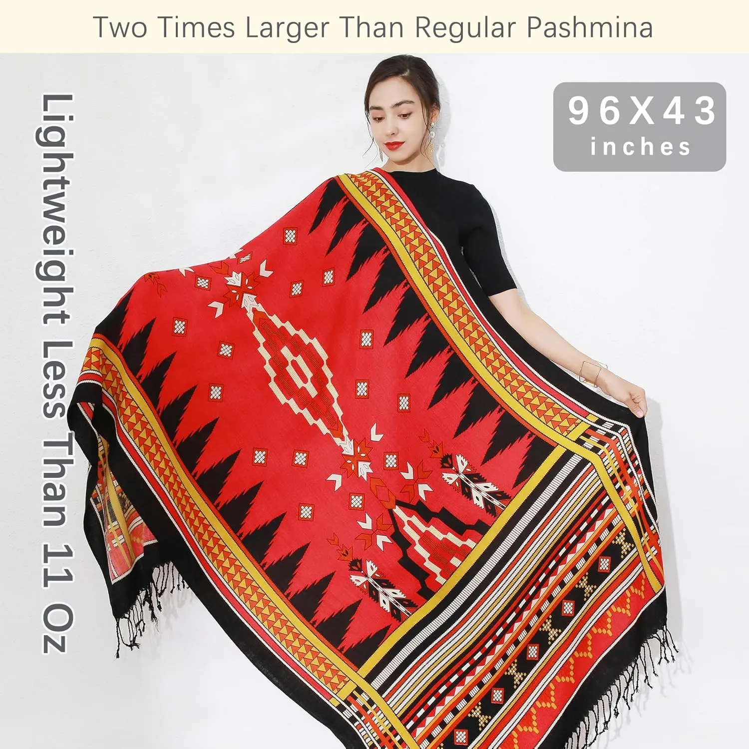 DANA XU Luxury 100% Pure Wool Oversized Extra Large Warm Floral Cashmere Pashmina Scarf Shawl And Wrap For Women Blanket Cape