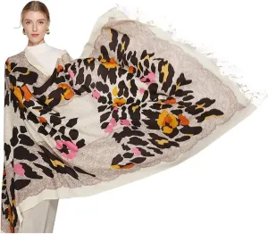 DANA XU Luxury 100% Pure Wool Oversized Extra Large Warm Floral Cashmere Pashmina Scarf Shawl And Wrap For Women Blanket Cape
