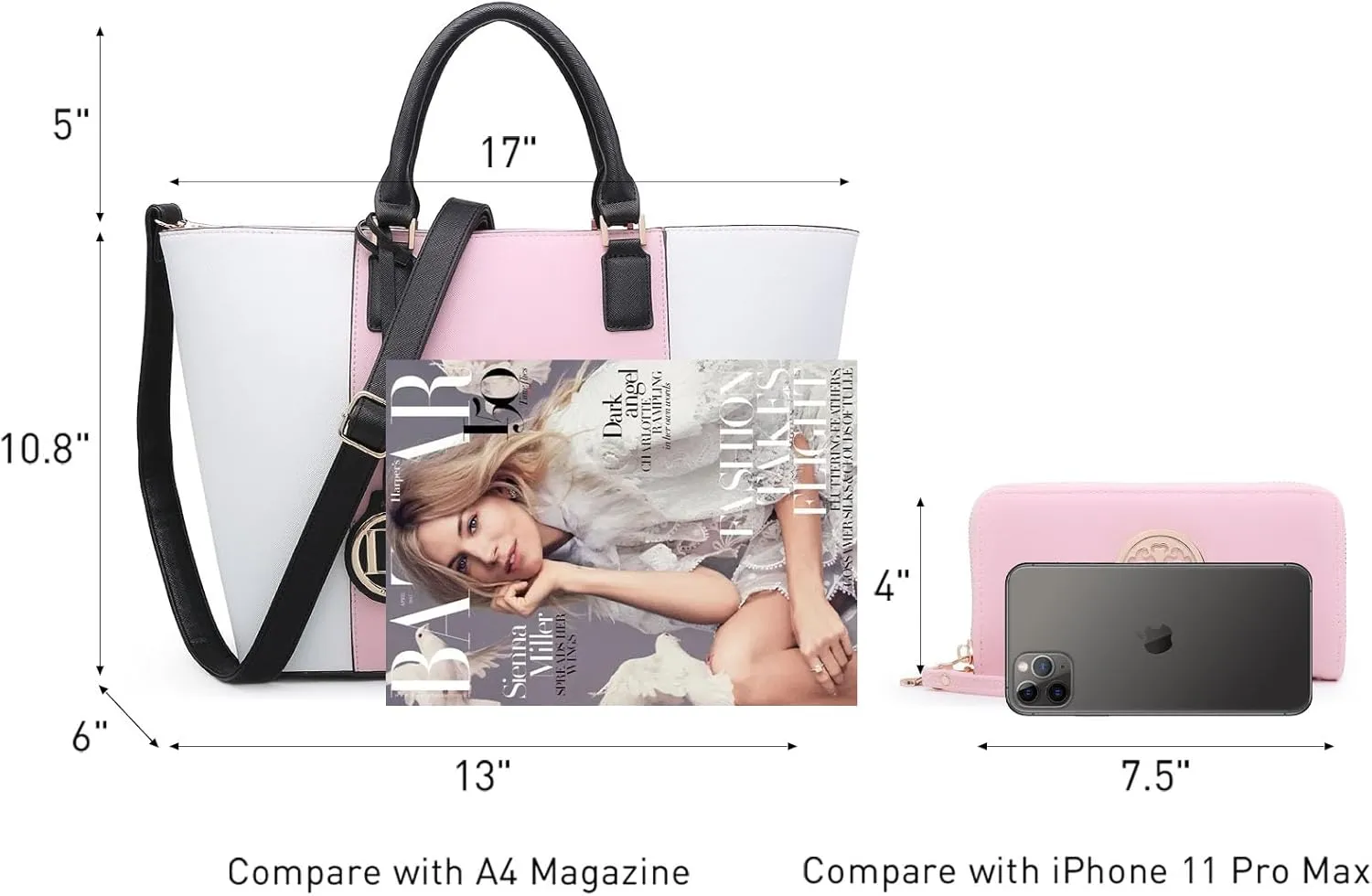 Dasein Satchel Purse Handbag for Women Large Shoulder Work Tote Bag With Matching Wallet