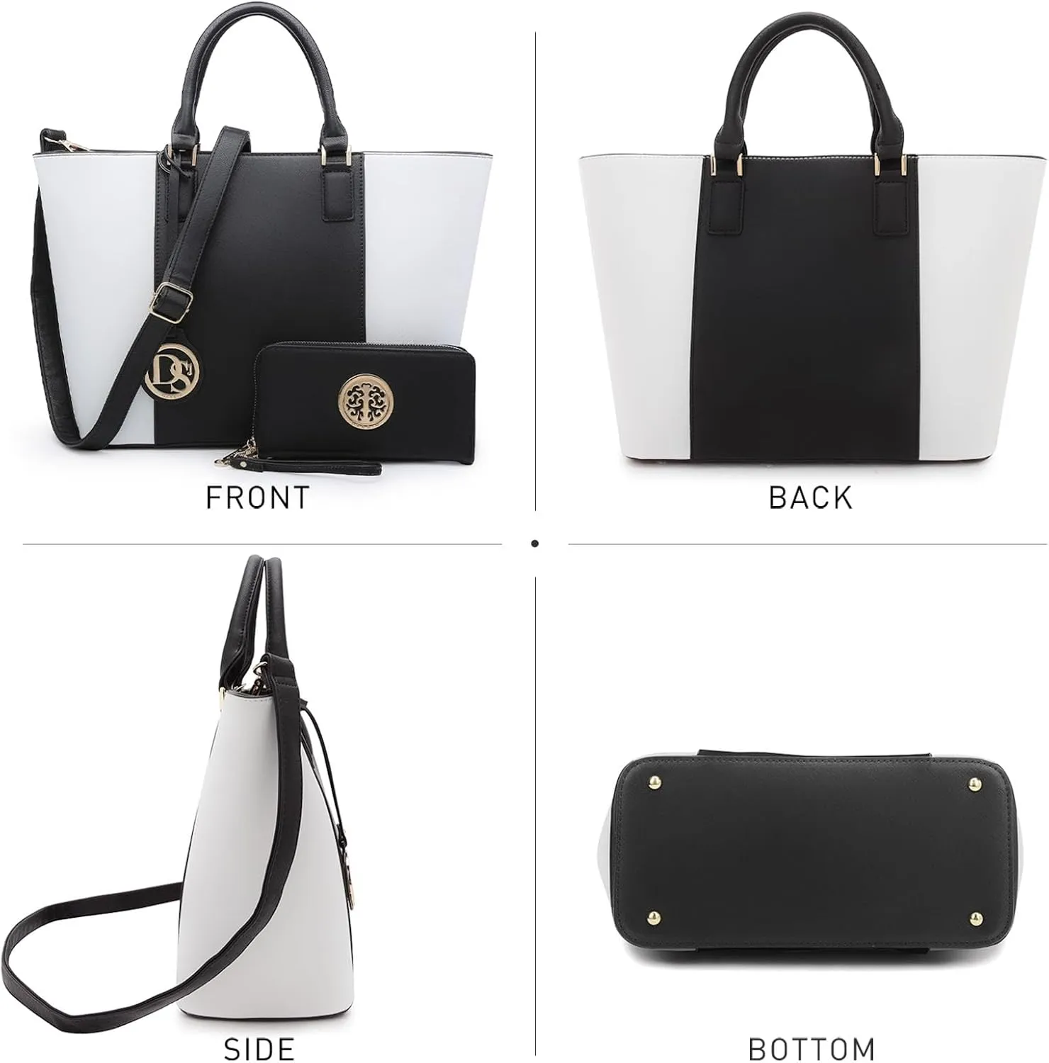 Dasein Satchel Purse Handbag for Women Large Shoulder Work Tote Bag With Matching Wallet