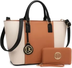 Dasein Satchel Purse Handbag for Women Large Shoulder Work Tote Bag With Matching Wallet