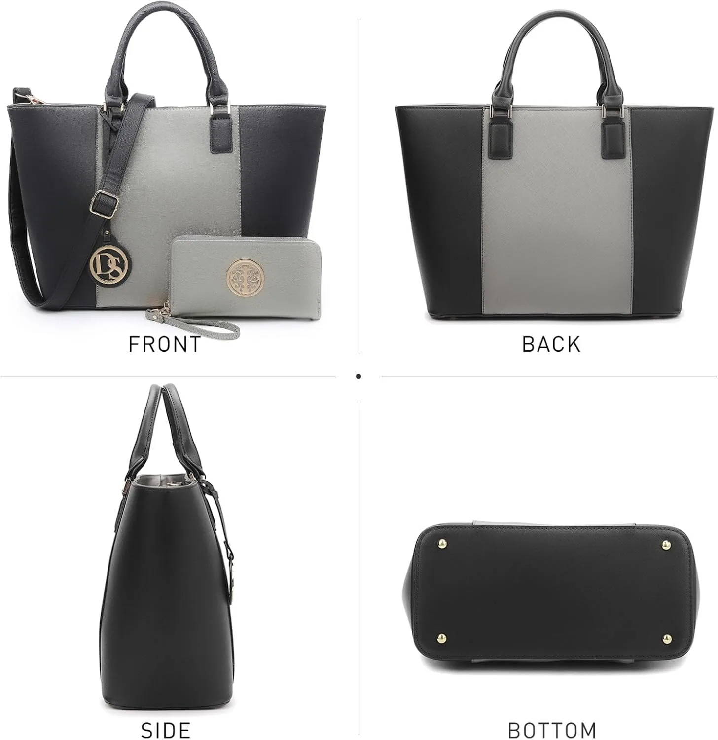 Dasein Satchel Purse Handbag for Women Large Shoulder Work Tote Bag With Matching Wallet