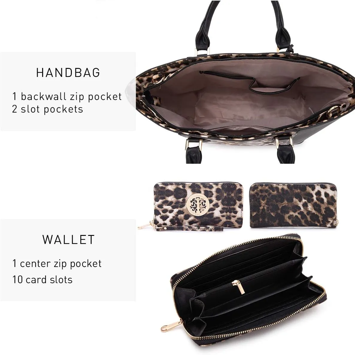 Dasein Satchel Purse Handbag for Women Large Shoulder Work Tote Bag With Matching Wallet