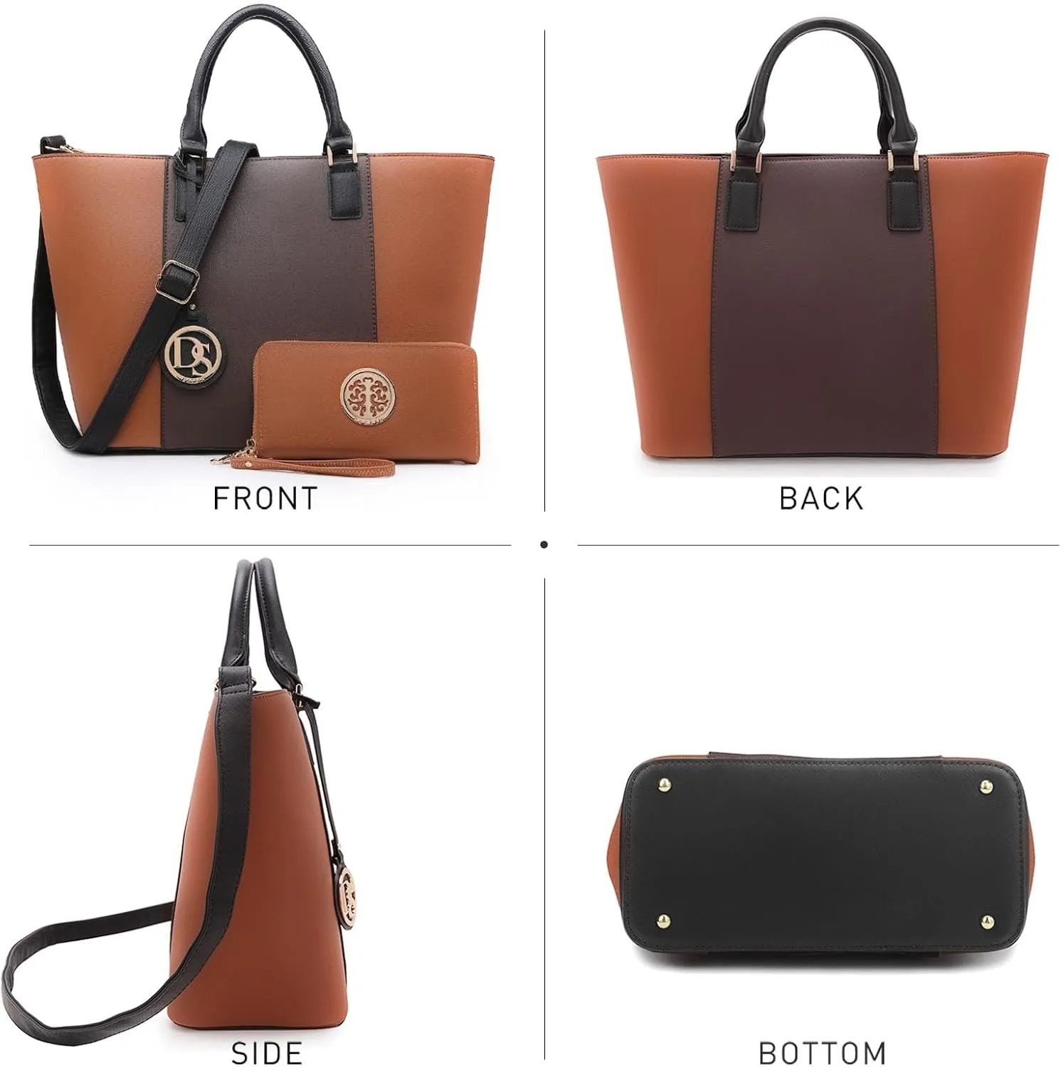 Dasein Satchel Purse Handbag for Women Large Shoulder Work Tote Bag With Matching Wallet