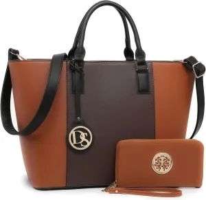 Dasein Satchel Purse Handbag for Women Large Shoulder Work Tote Bag With Matching Wallet