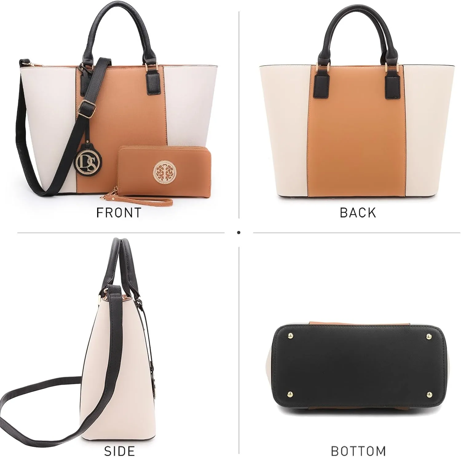 Dasein Satchel Purse Handbag for Women Large Shoulder Work Tote Bag With Matching Wallet