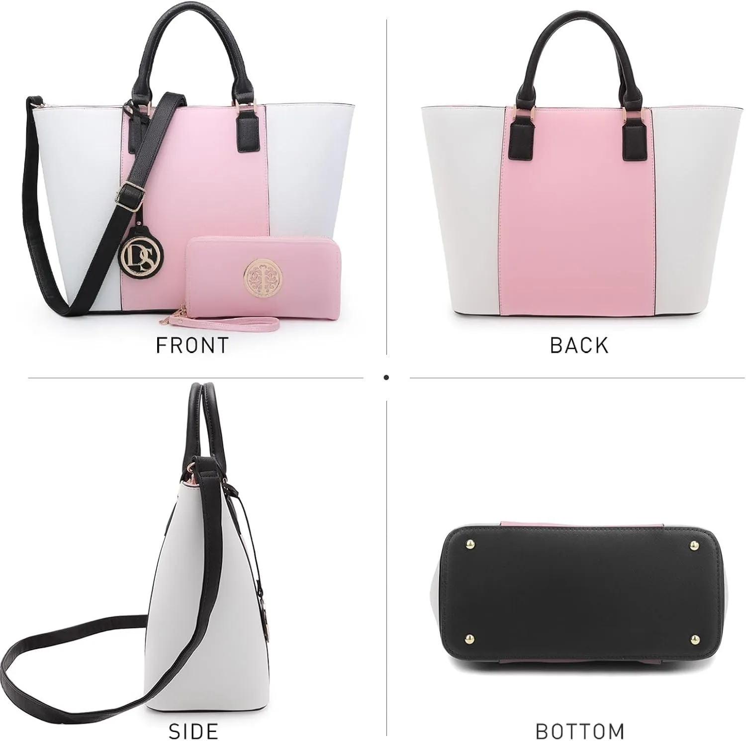 Dasein Satchel Purse Handbag for Women Large Shoulder Work Tote Bag With Matching Wallet