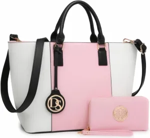 Dasein Satchel Purse Handbag for Women Large Shoulder Work Tote Bag With Matching Wallet