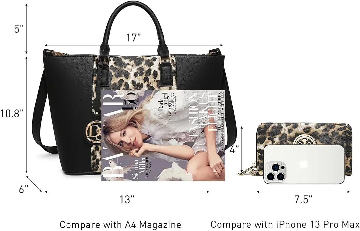 Dasein Satchel Purse Handbag for Women Large Shoulder Work Tote Bag With Matching Wallet