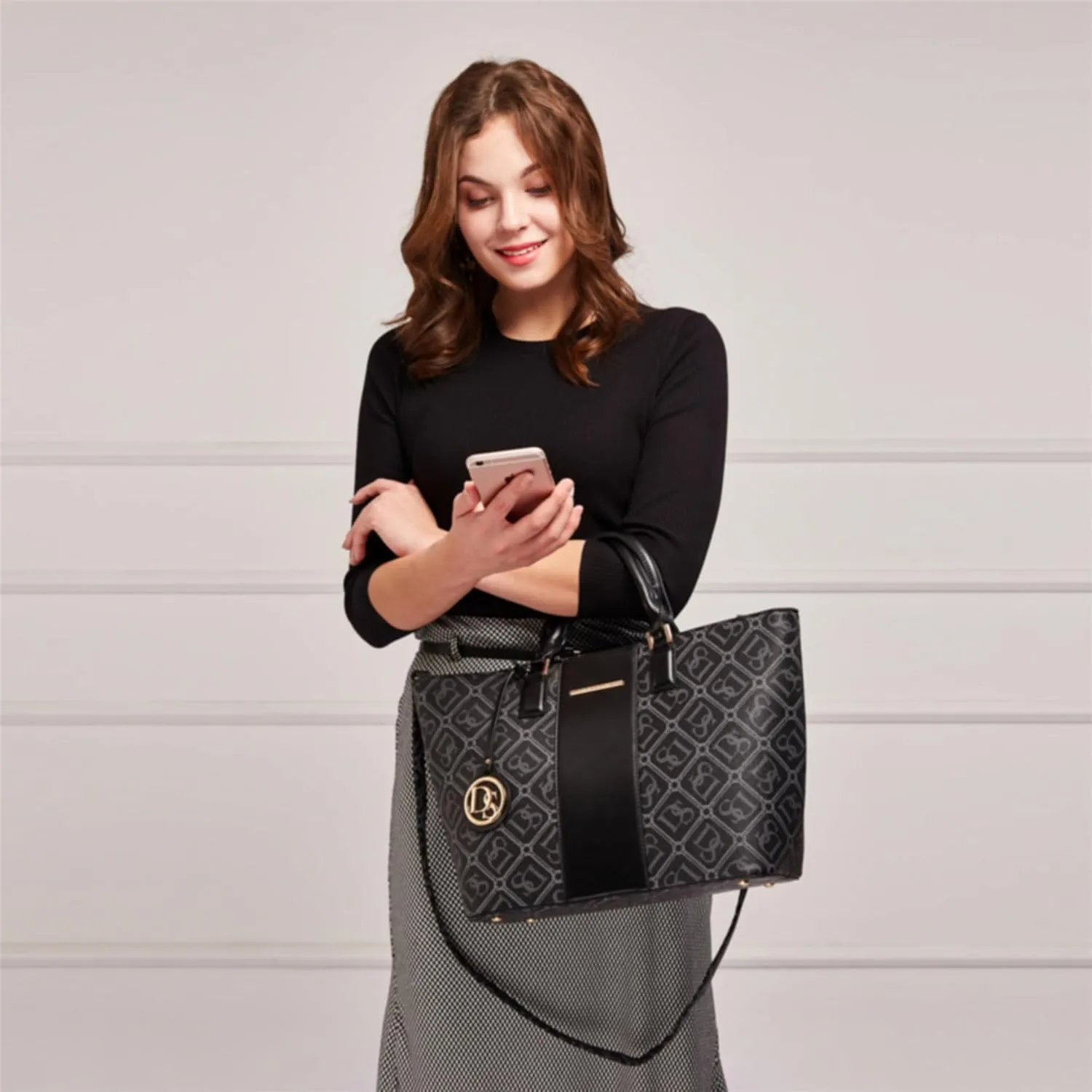 Dasein Women Satchel Purse Handbag Shoulder Bag Work Tote Bag with Matching Clutch