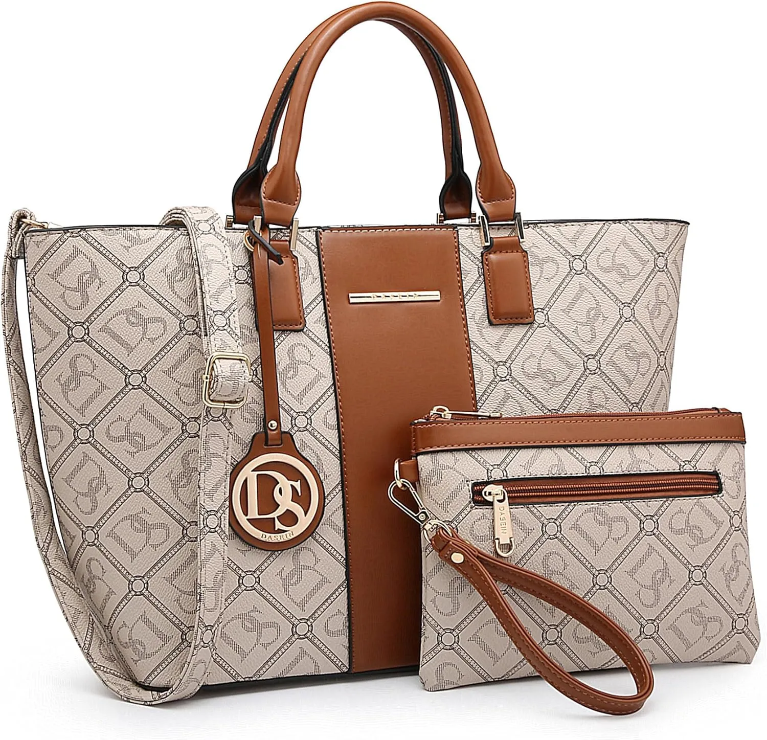 Dasein Women Satchel Purse Handbag Shoulder Bag Work Tote Bag with Matching Clutch