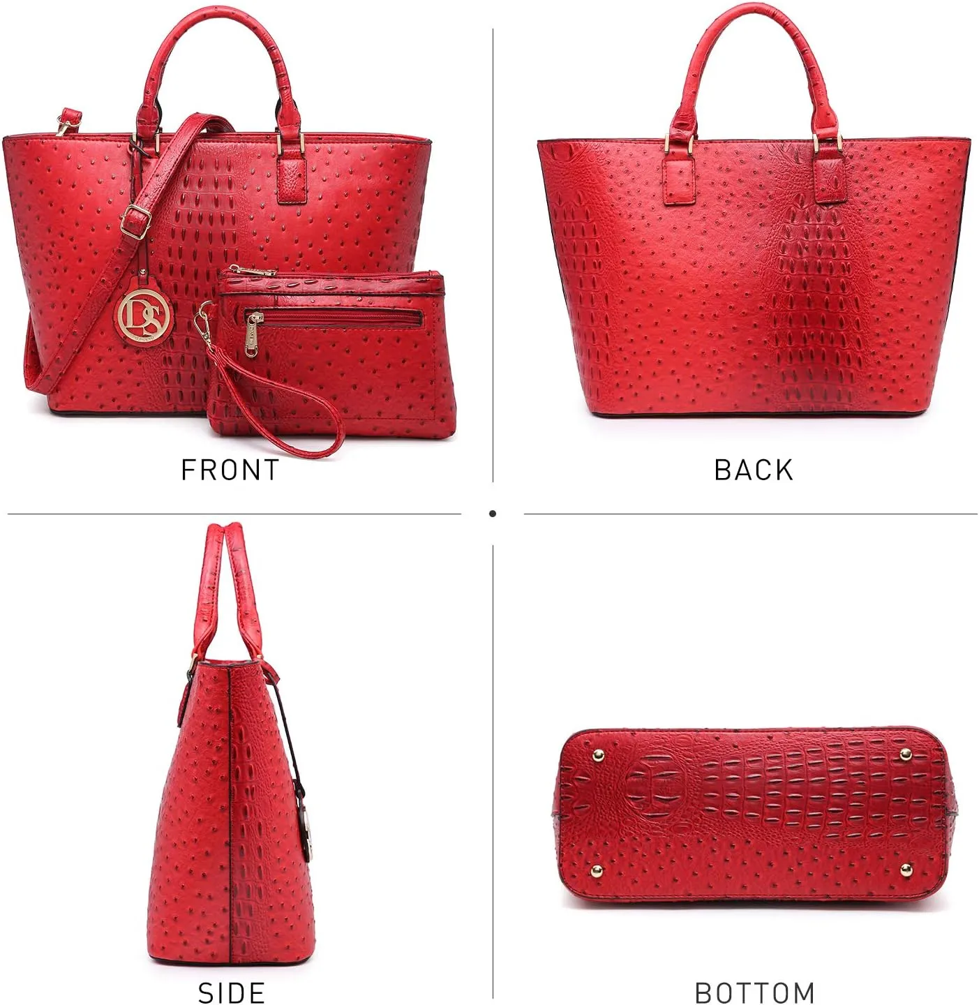 Dasein Women Satchel Purse Handbag Shoulder Bag Work Tote Bag with Matching Clutch