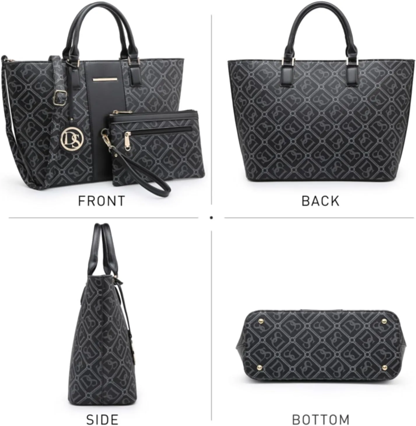 Dasein Women Satchel Purse Handbag Shoulder Bag Work Tote Bag with Matching Clutch