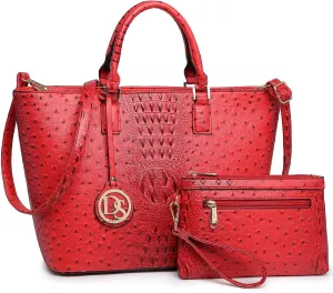 Dasein Women Satchel Purse Handbag Shoulder Bag Work Tote Bag with Matching Clutch