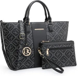 Dasein Women Satchel Purse Handbag Shoulder Bag Work Tote Bag with Matching Clutch