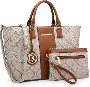 Dasein Women Satchel Purse Handbag Shoulder Bag Work Tote Bag with Matching Clutch