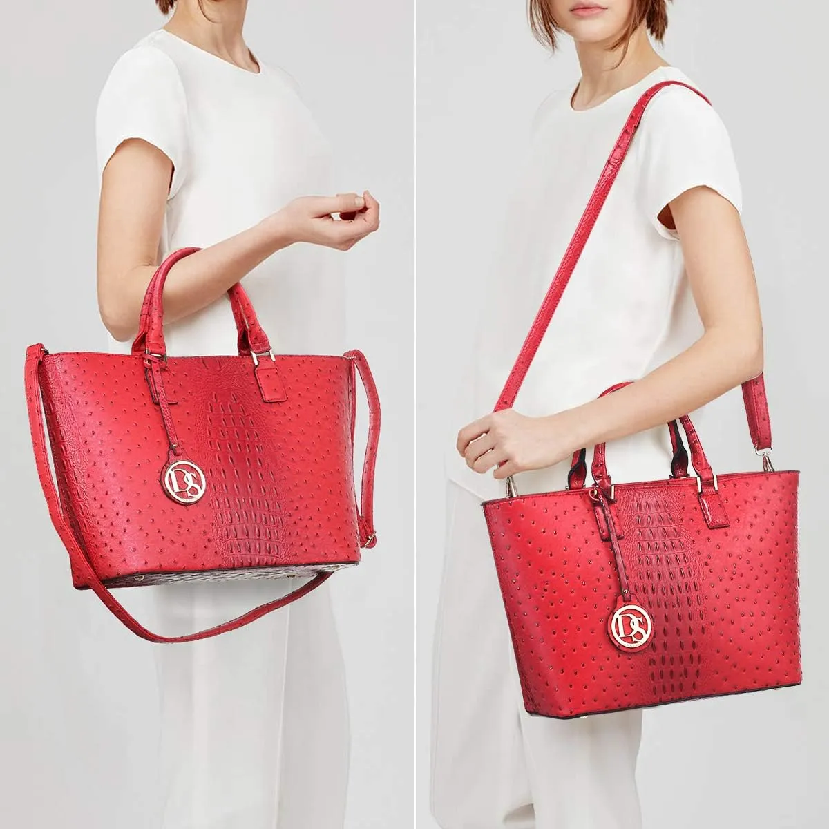 Dasein Women Satchel Purse Handbag Shoulder Bag Work Tote Bag with Matching Clutch