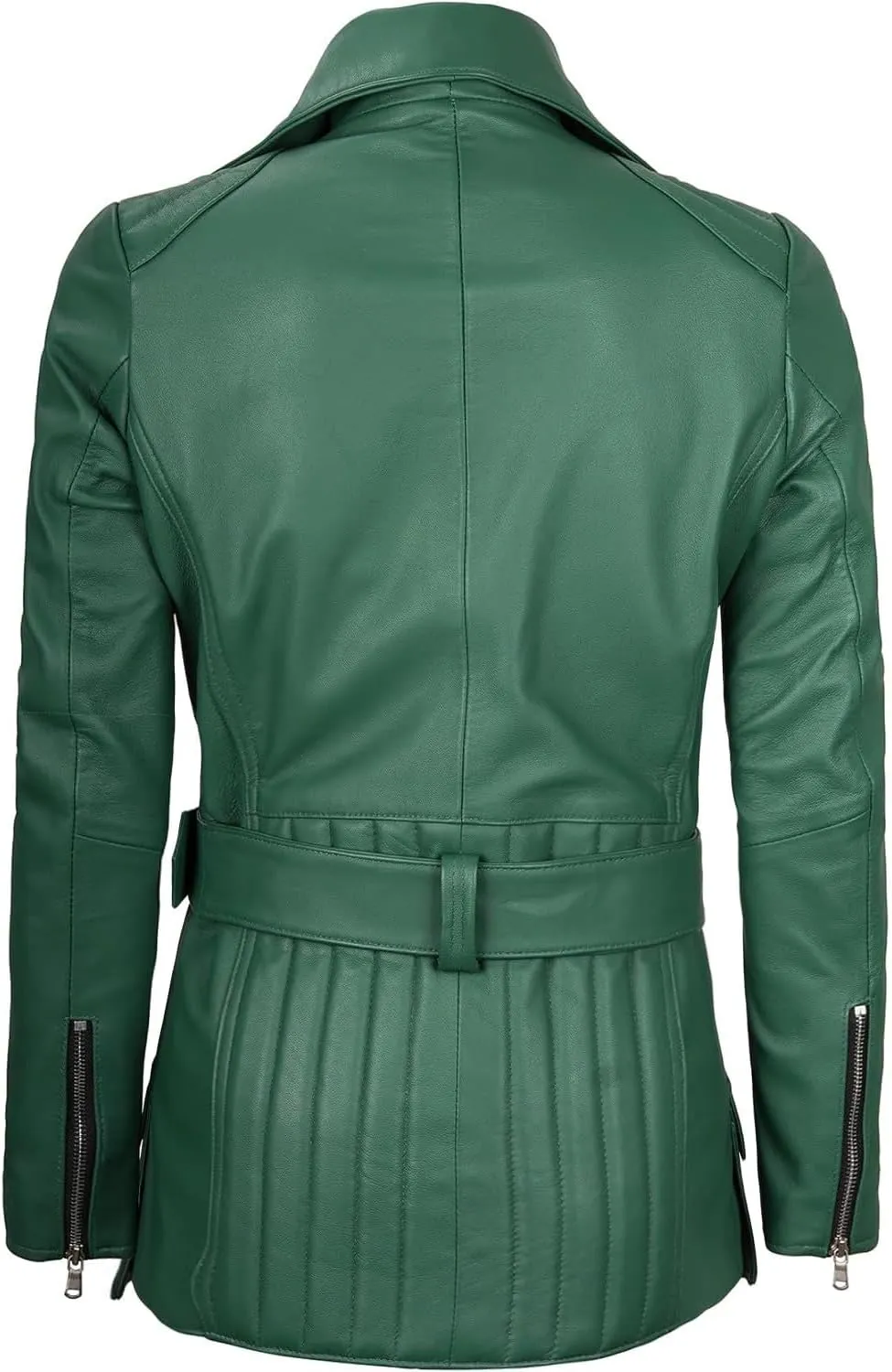 Decrum Asymmetrical Womens Leather Jacket - Belted Style Real Lambskin Leather Jackets For Women