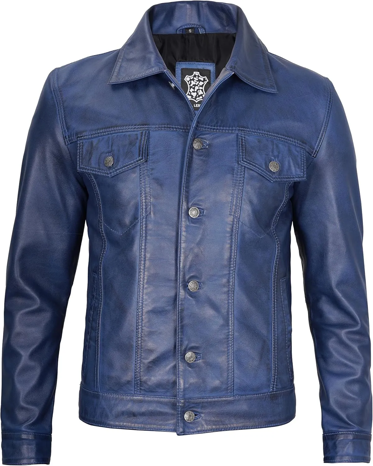 Decrum Leather Jacket For Men - Real Lambskin Vintage Trucker Mens Leather Jackets