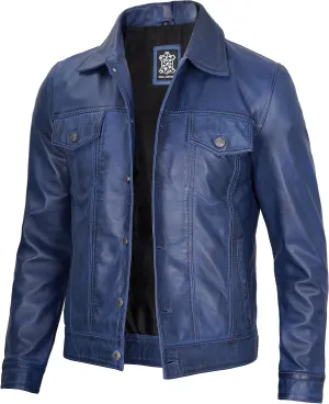 Decrum Leather Jacket For Men - Real Lambskin Vintage Trucker Mens Leather Jackets