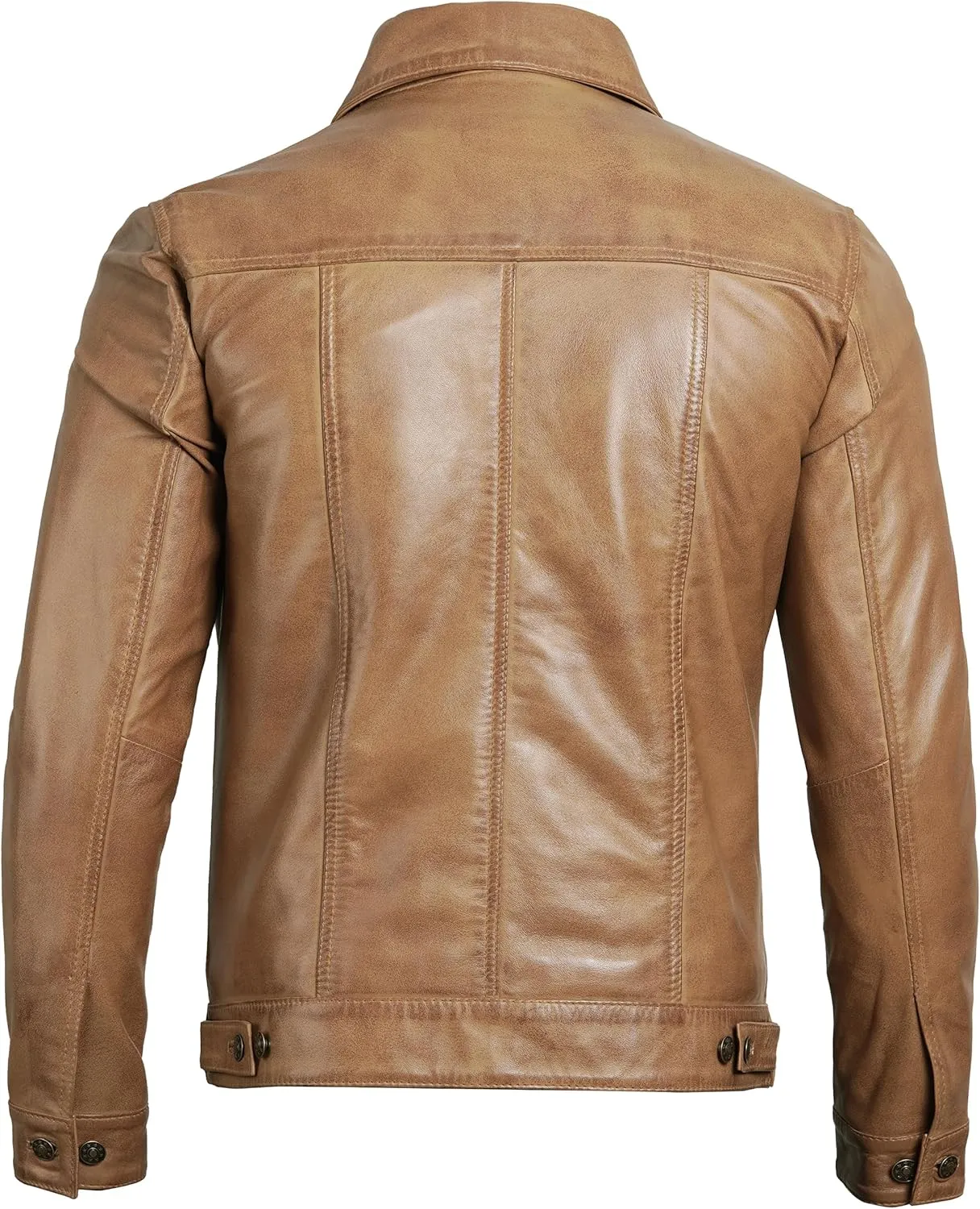 Decrum Leather Jacket For Men - Real Lambskin Vintage Trucker Mens Leather Jackets