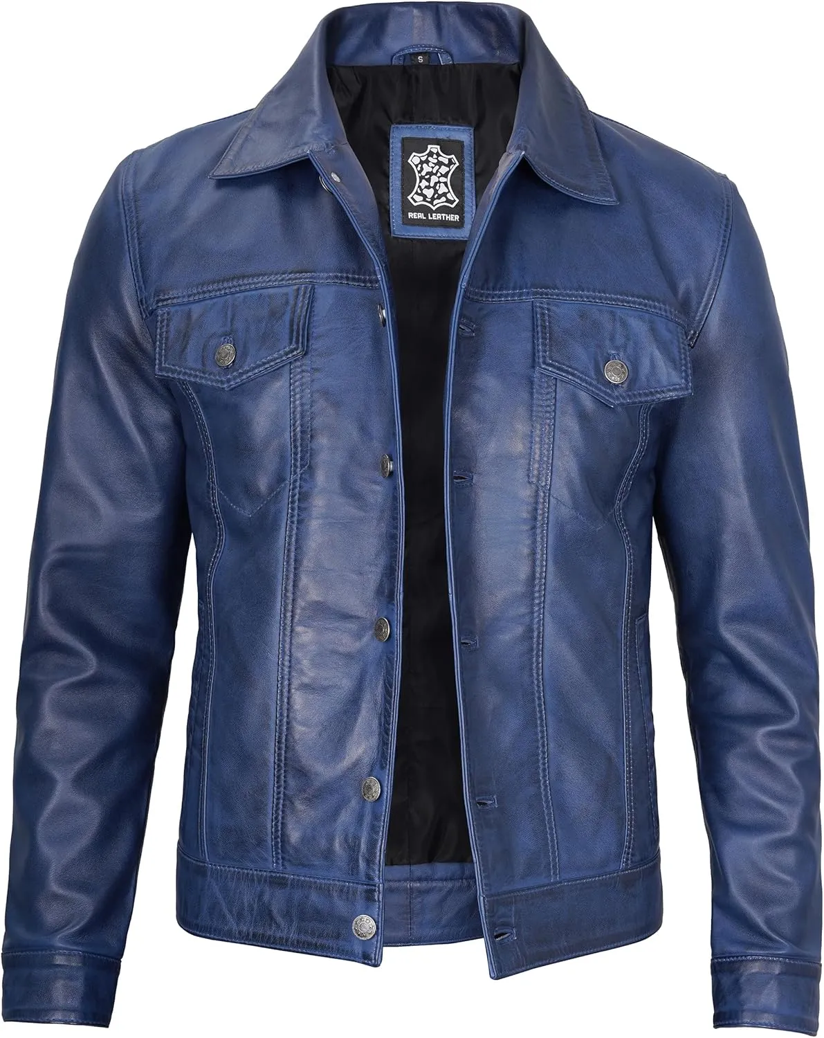 Decrum Leather Jacket For Men - Real Lambskin Vintage Trucker Mens Leather Jackets