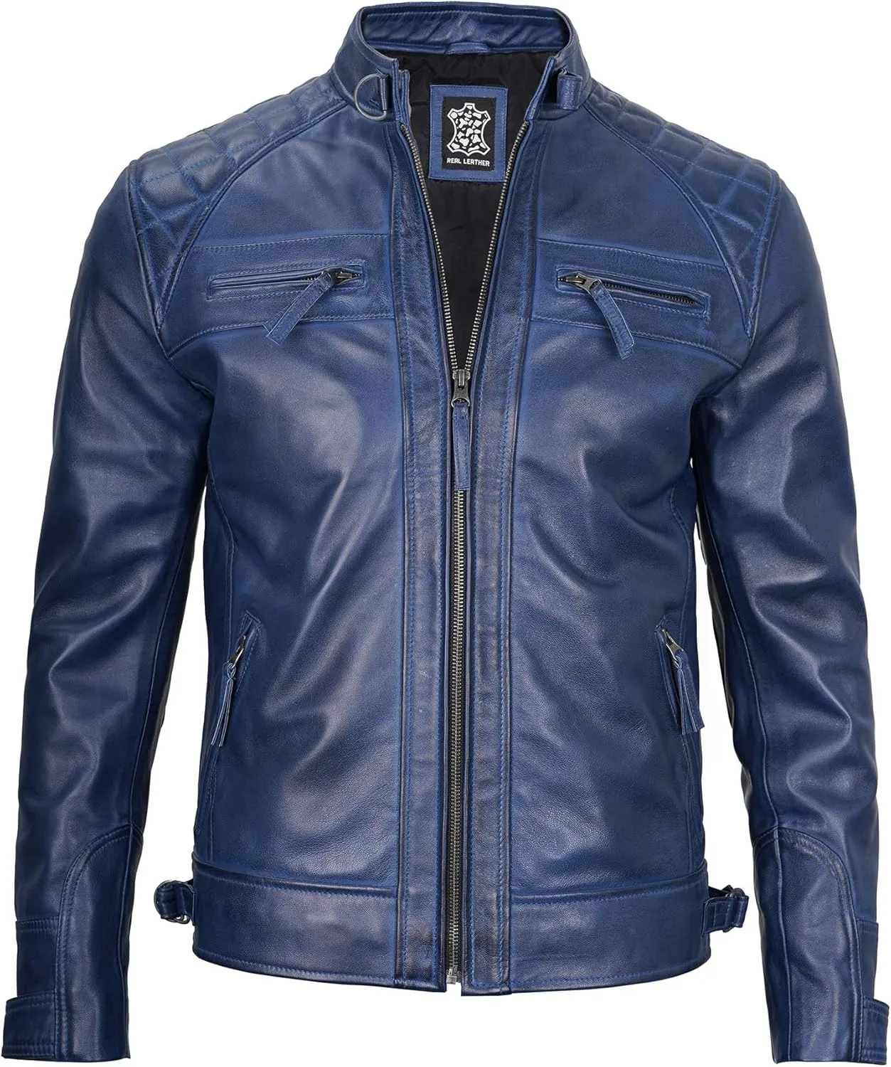 Decrum Leather Jacket Men - Cafe Racer Style Real Lambskin Leather Jackets For Men