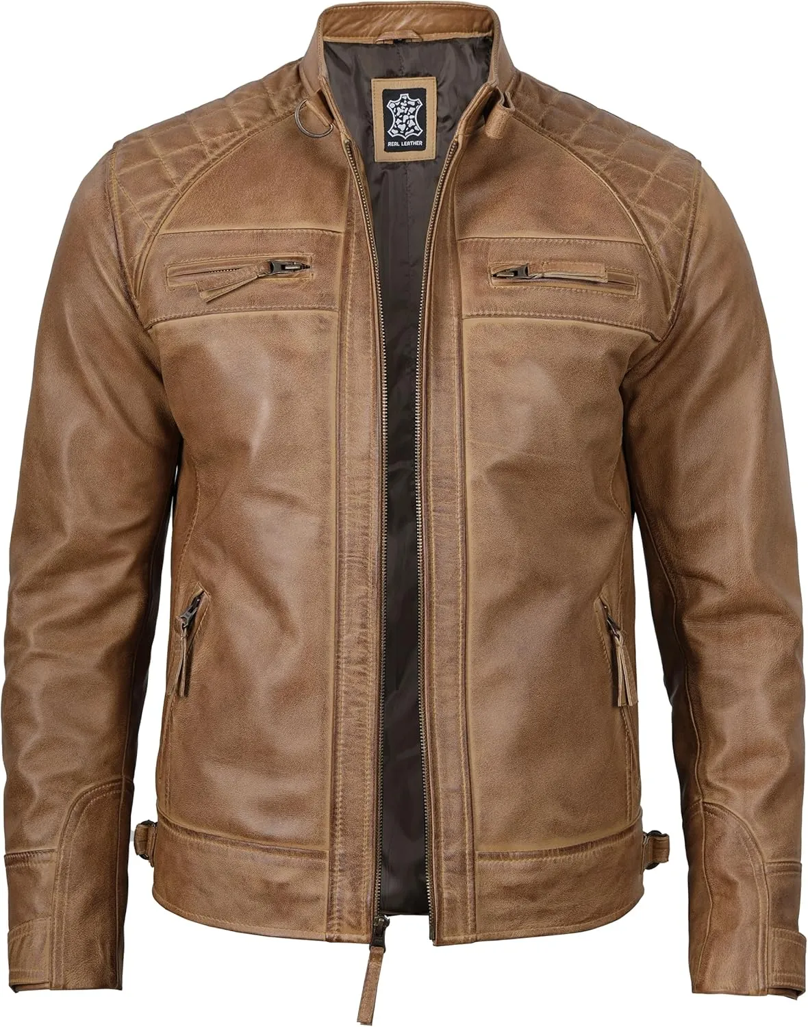 Decrum Leather Jacket Men - Cafe Racer Style Real Lambskin Leather Jackets For Men
