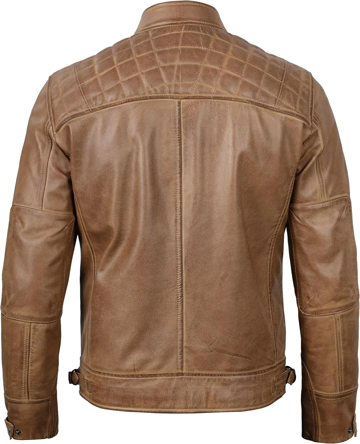 Decrum Leather Jacket Men - Cafe Racer Style Real Lambskin Leather Jackets For Men