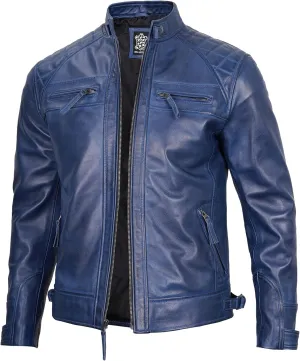 Decrum Leather Jacket Men - Cafe Racer Style Real Lambskin Leather Jackets For Men