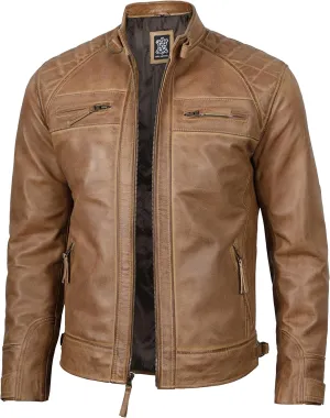 Decrum Leather Jacket Men - Cafe Racer Style Real Lambskin Leather Jackets For Men