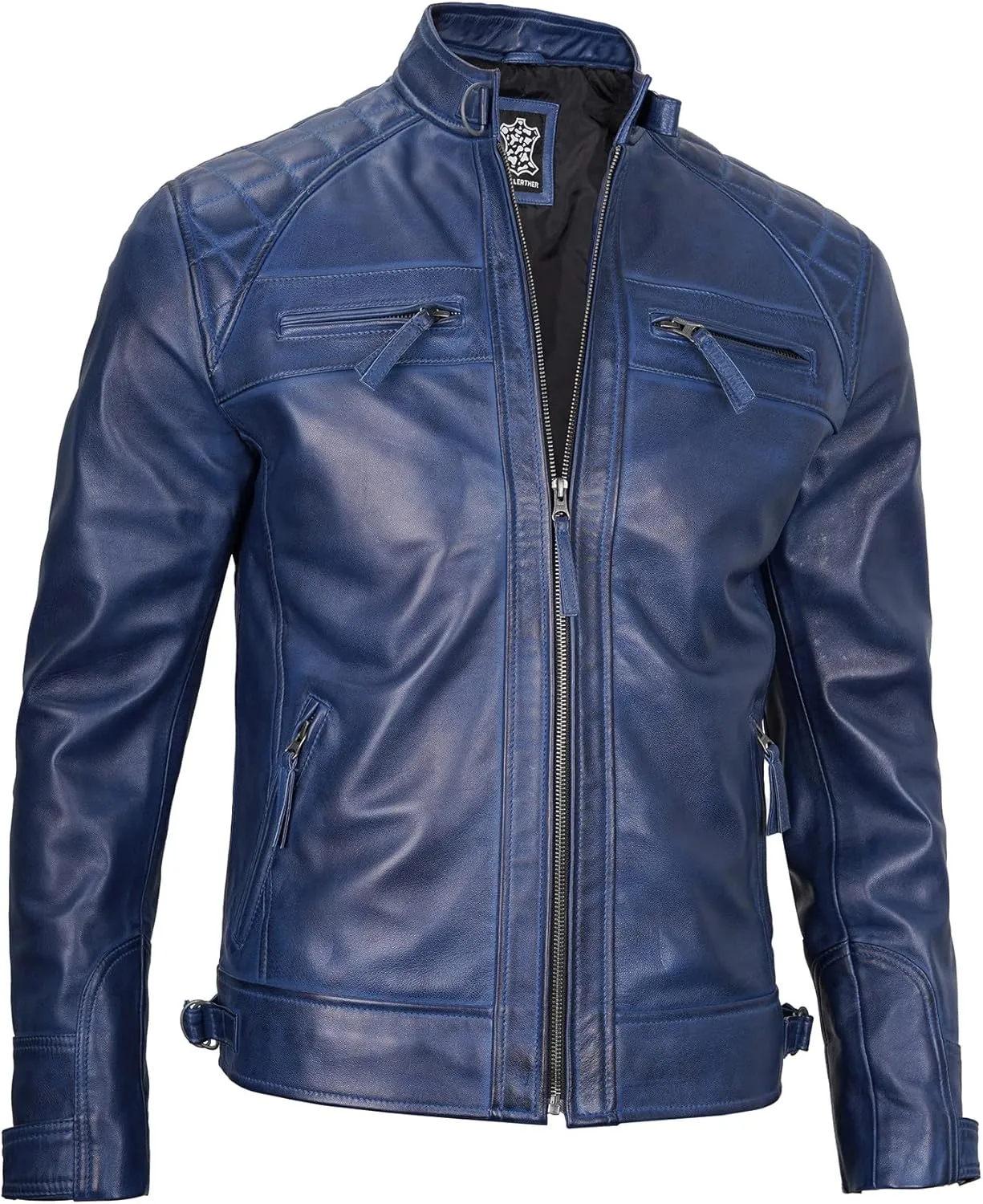 Decrum Leather Jacket Men - Cafe Racer Style Real Lambskin Leather Jackets For Men