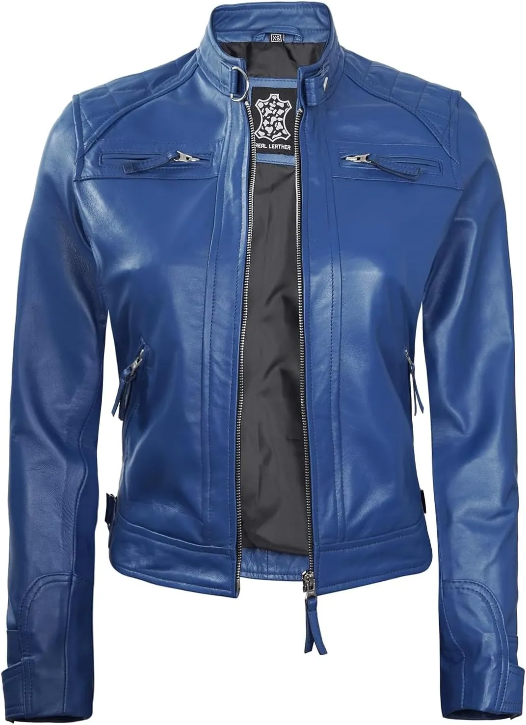 Decrum Real Womens Leather Jacket - Cafe Racer Style Leather Jackets for Women