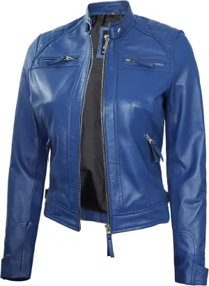 Decrum Real Womens Leather Jacket - Cafe Racer Style Leather Jackets for Women