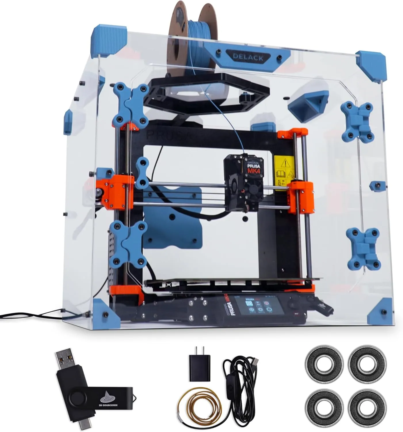 DELACK 3D Printer Enclosure Kit with LED Light | Made for Prusa MK4 & Prusa Mini | Compatible with IKEA Lack Table | Plexiglass Cover | Constant Temperature | Printed Parts Not Included