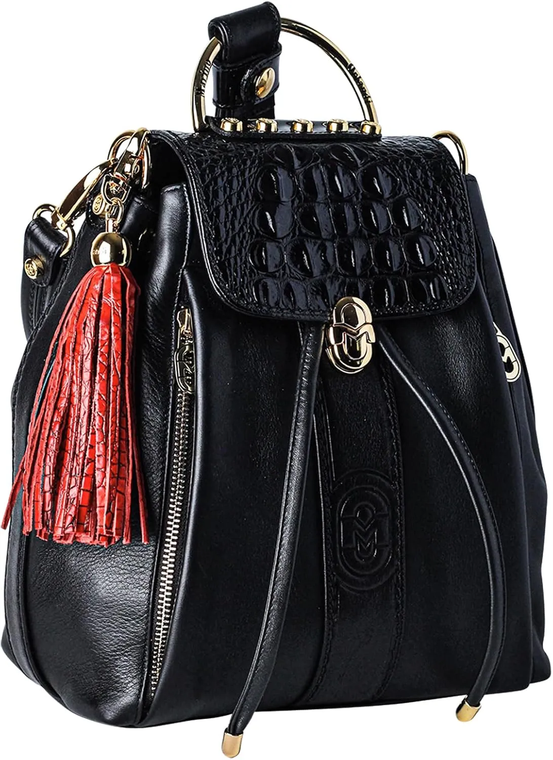 Designer Backpack Purse Bucket Obsidian Croc Leather Tote Drawstring Bag Italian Handbag