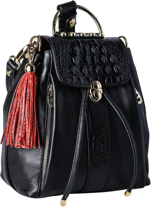 Designer Backpack Purse Bucket Obsidian Croc Leather Tote Drawstring Bag Italian Handbag