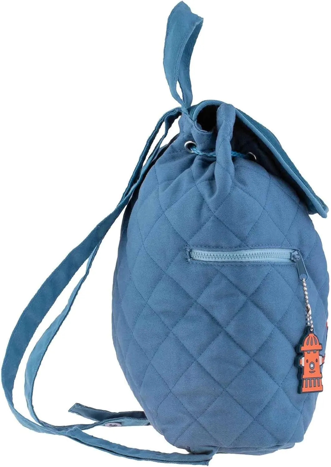 DIBSIES Personalized Quilted Backpack for Kindergarten, Pre-School, and Daycare (Fire Truck - Blue)
