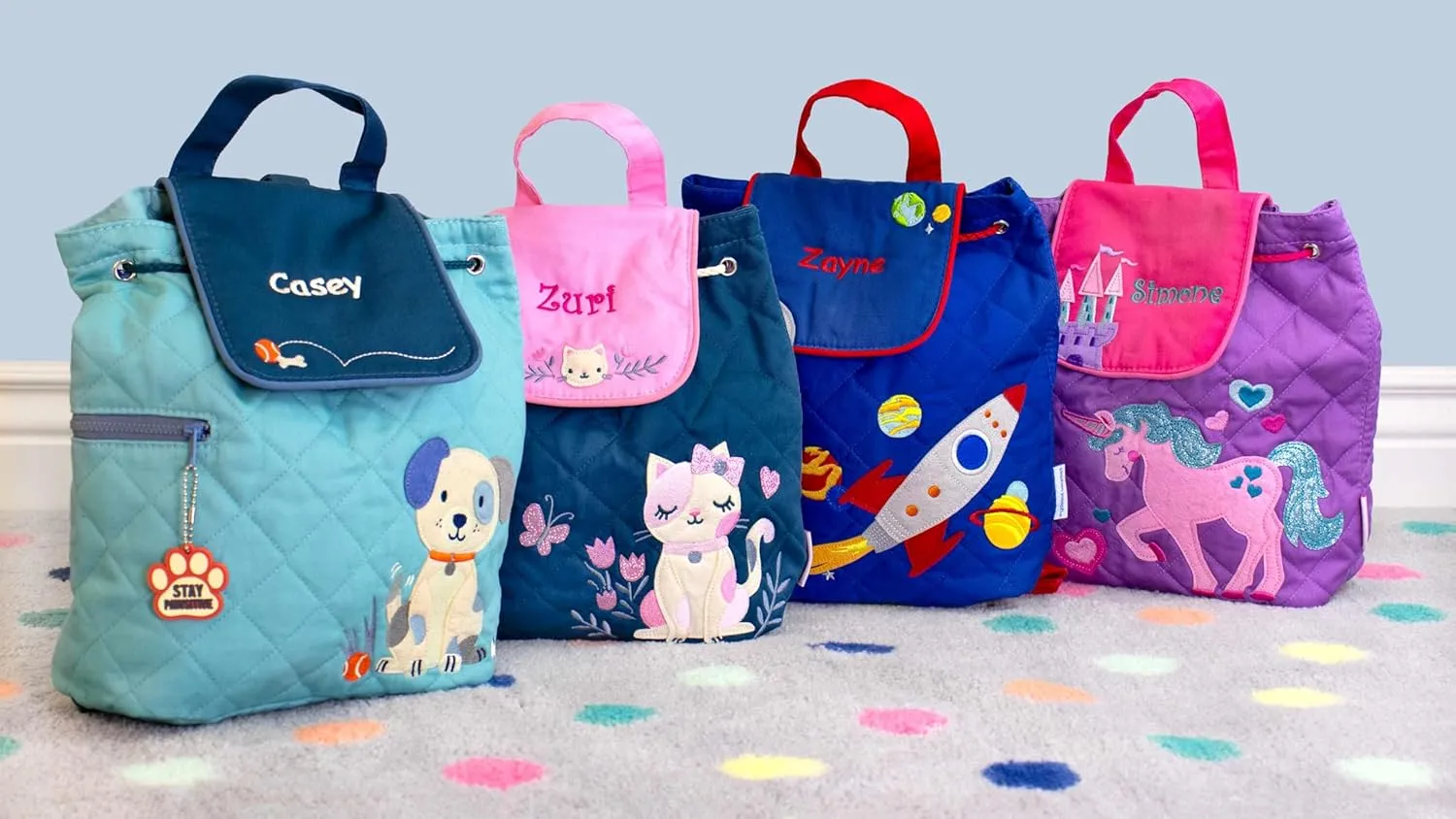 DIBSIES Personalized Quilted Backpack for Kindergarten, Pre-School, and Daycare (Zoo Animals)