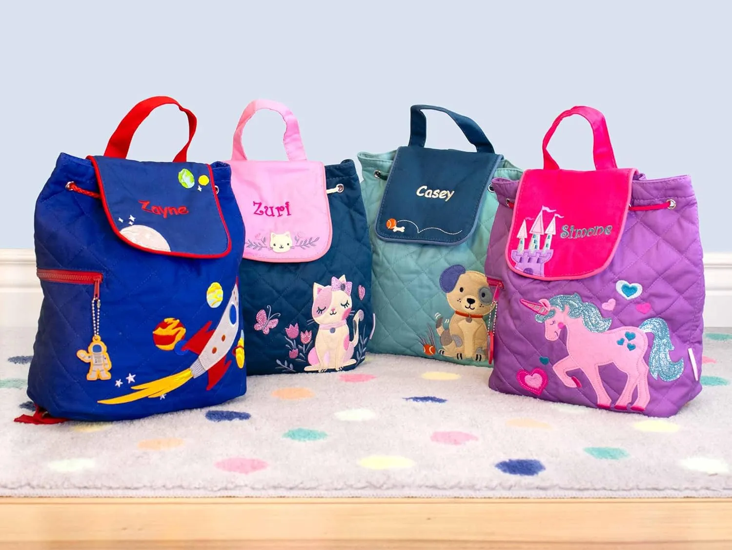 DIBSIES Personalized Quilted Backpack for Kindergarten, Pre-School, and Daycare (Zoo Animals)